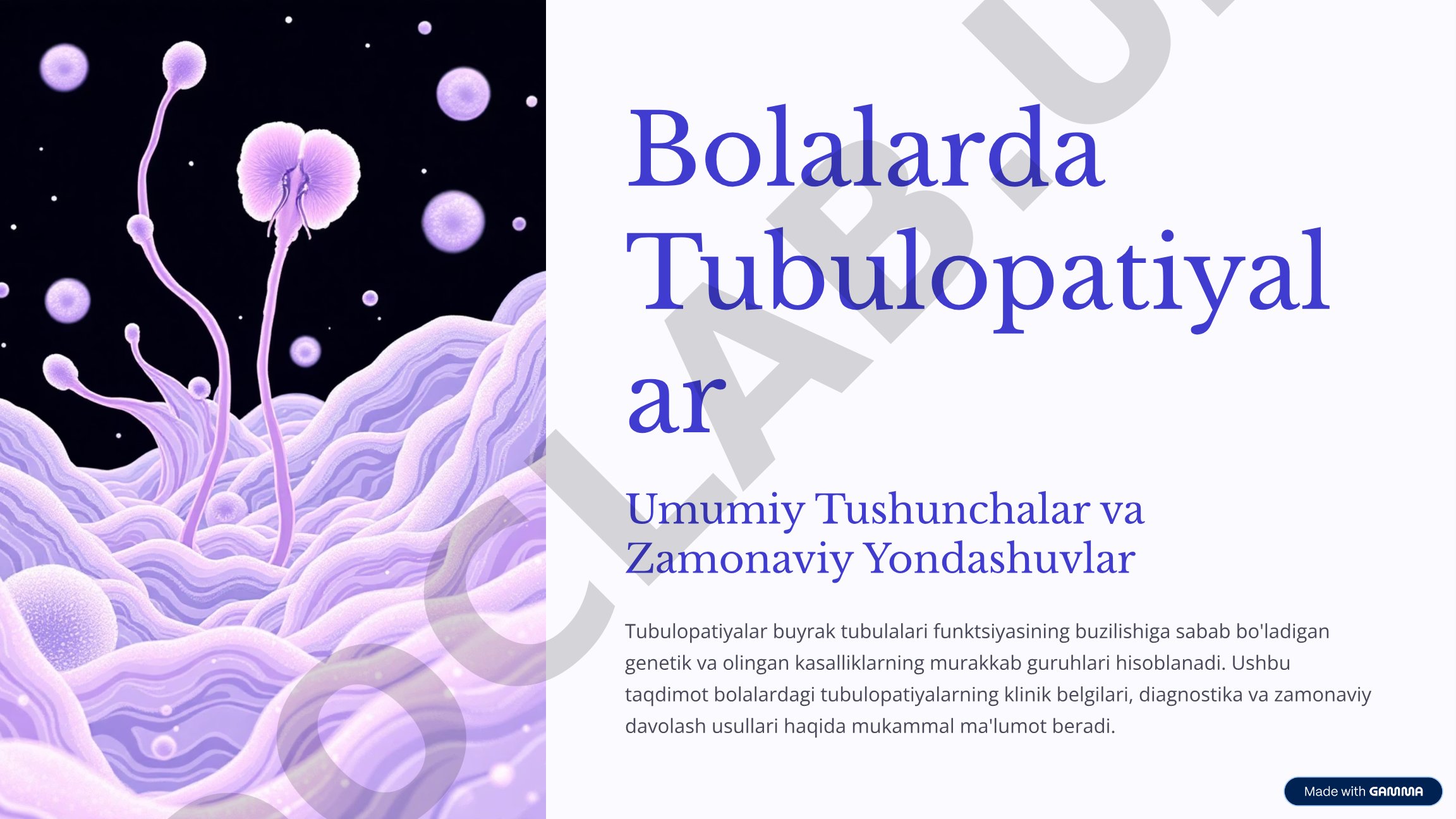 Bolalarda Tubulopatiyalar Umumiy Tushunchalar va Zamonaviy Yondashuvlar