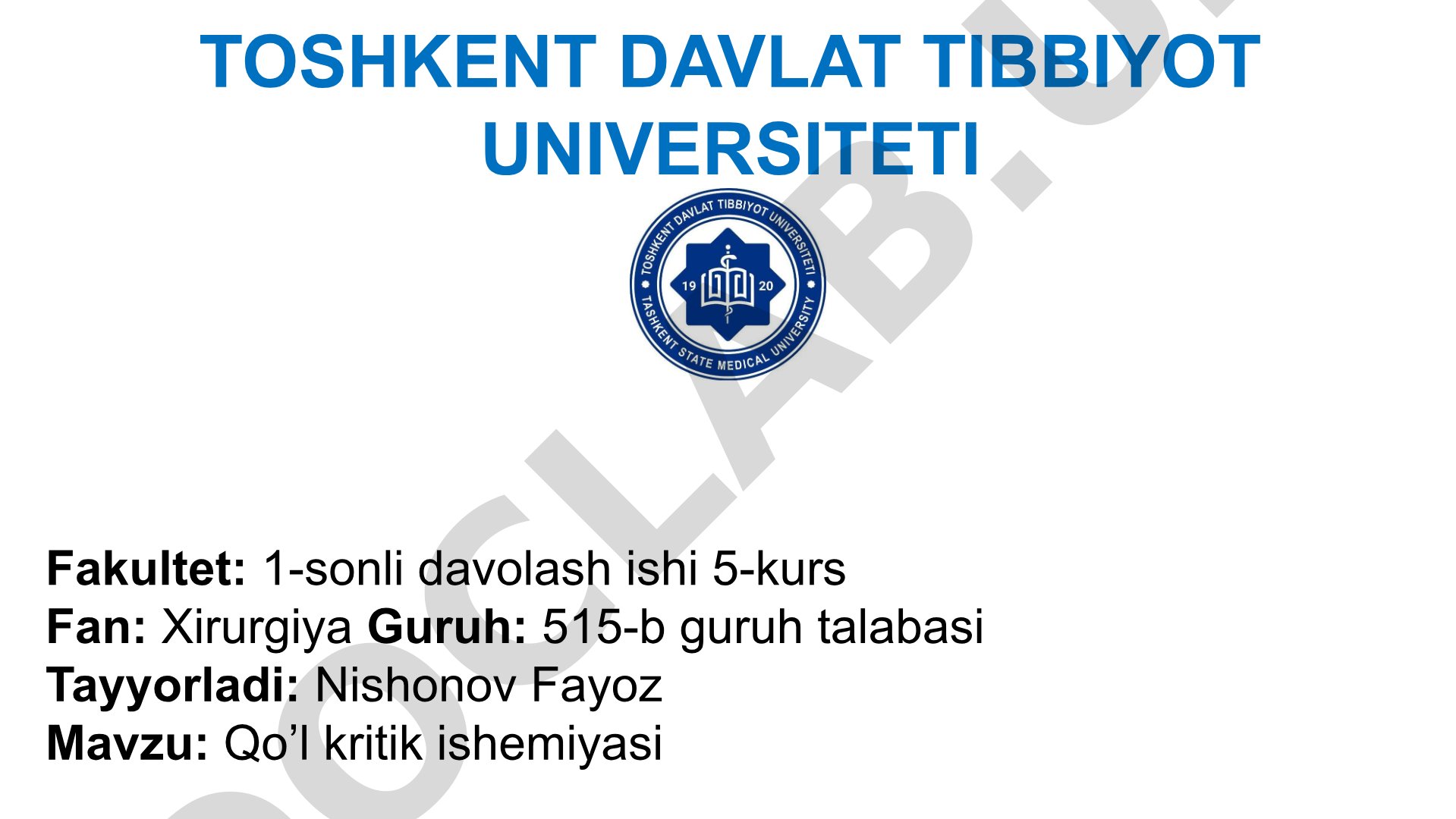 Qo'l kritik ishemiyasi ta'rifi, etiologiyasi, klinik belgilari, diagnostikasi va tasnifi