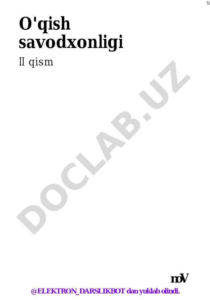 O'qish savodxonligi 1-sinf II qism