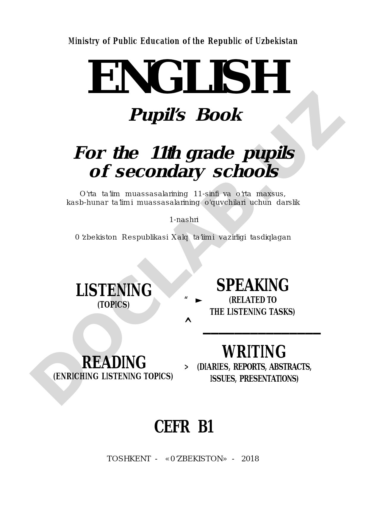 ENGLISH Pupil’s Book For the 11th grade pupils of secondary schools
