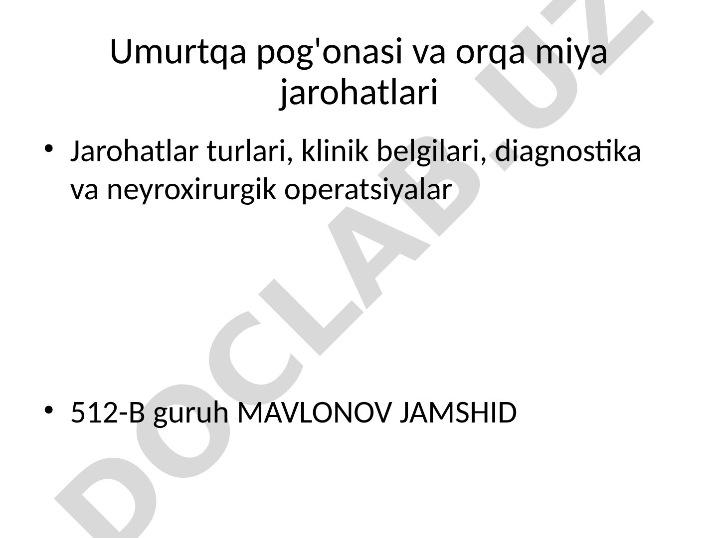 Umurtqa pog'onasi va orqa miya jarohatlari