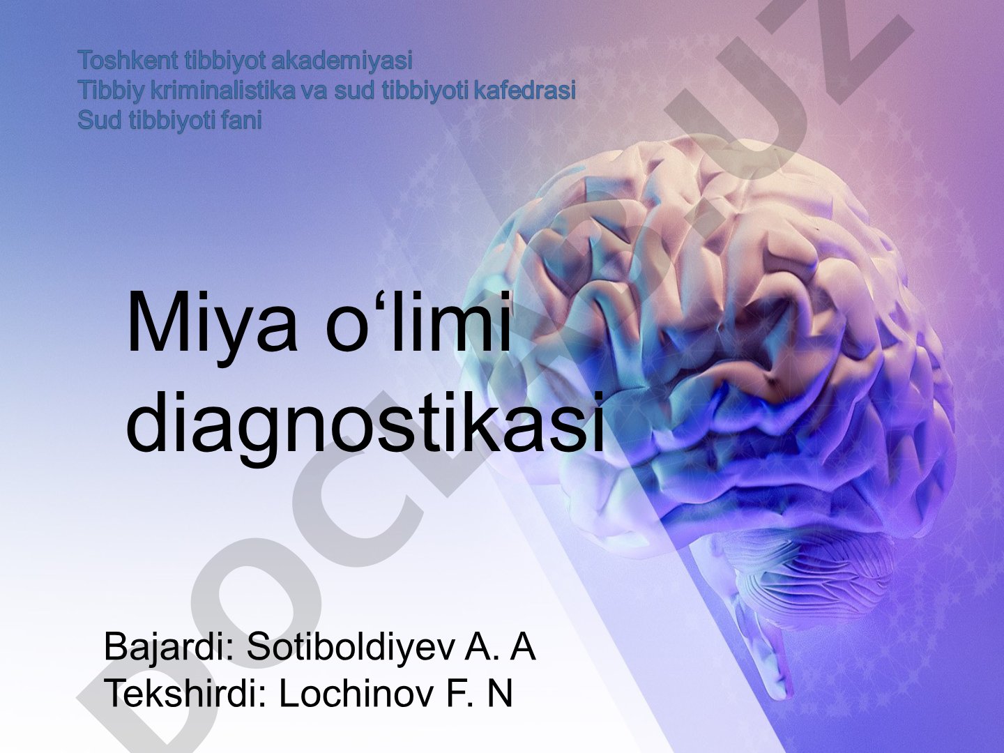 Miya o‘limi diagnostikasi: sabablari, klinik ko‘rinishi, nevrologik mezonlar va