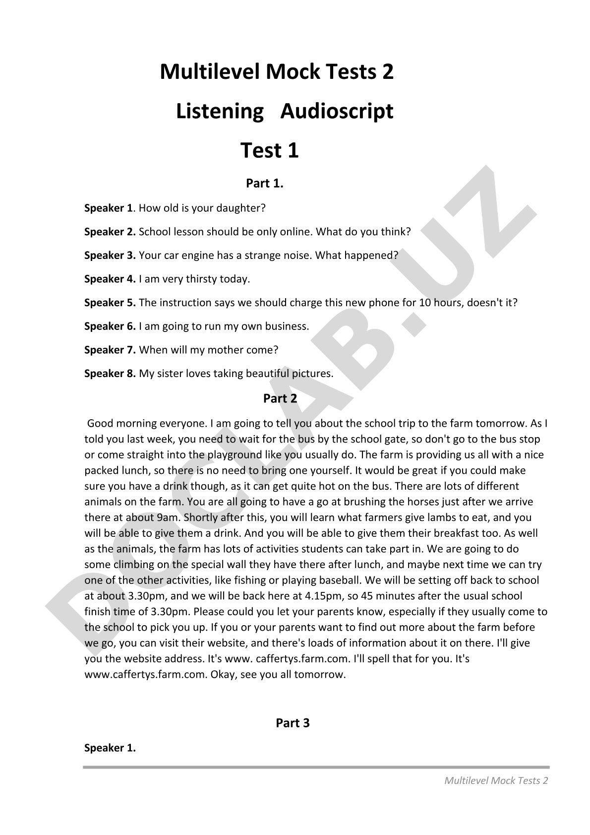 Multilevel Mock Tests 2 Listening Audioscript