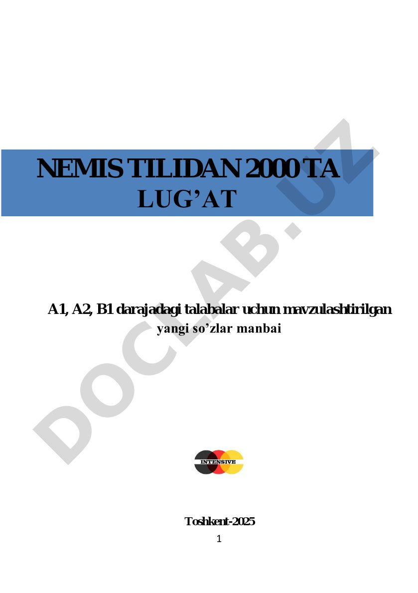 Nemis tilidan 2000 ta lug'at