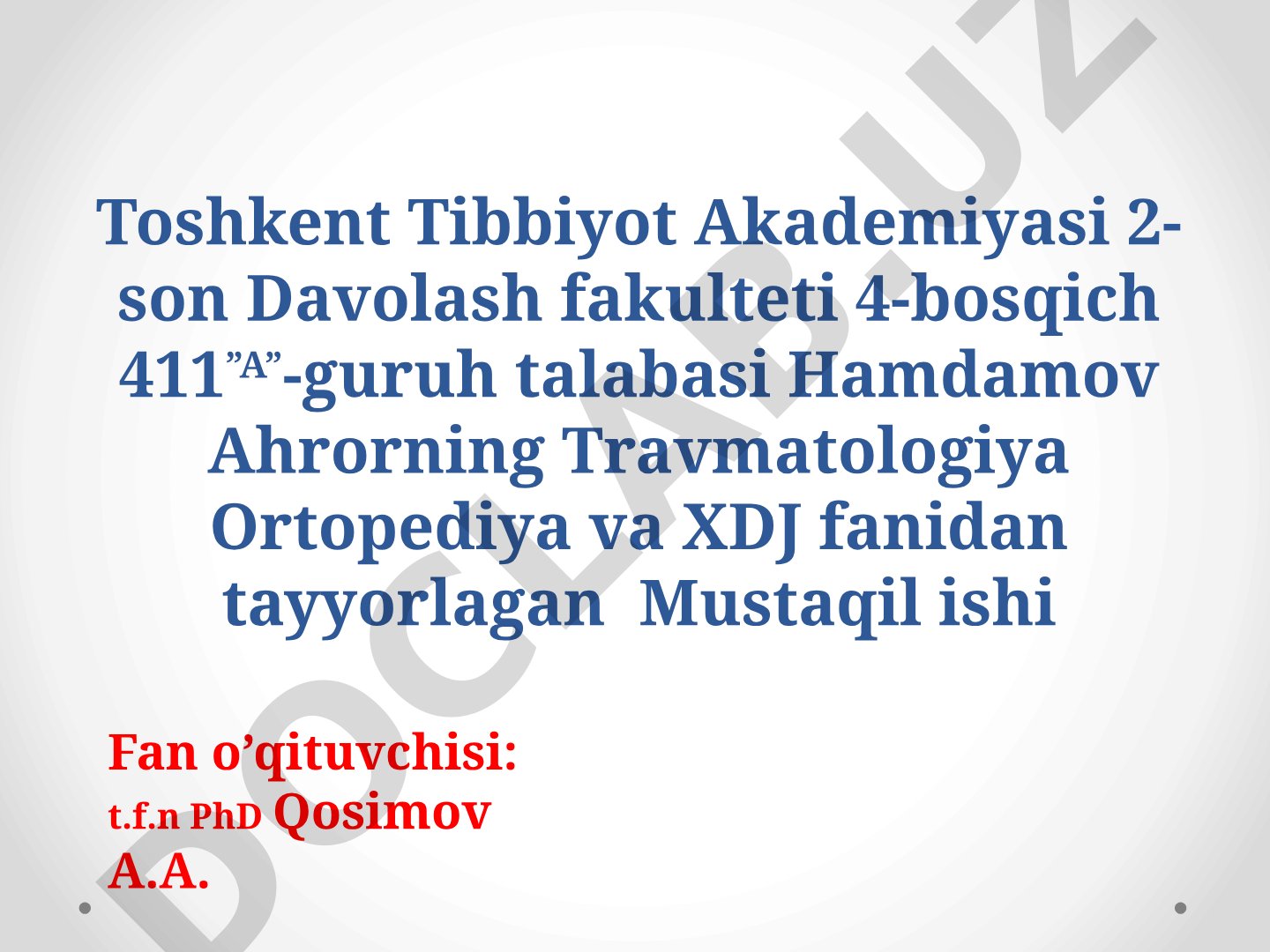 Son suyagi boshchasining tug'ma chiqishi, chanoq son bo'g'imi displaziyasi, tug'ma bo'yin qiyshiqligi, maymoqlilik, tug'ma maymoqoyoqlik