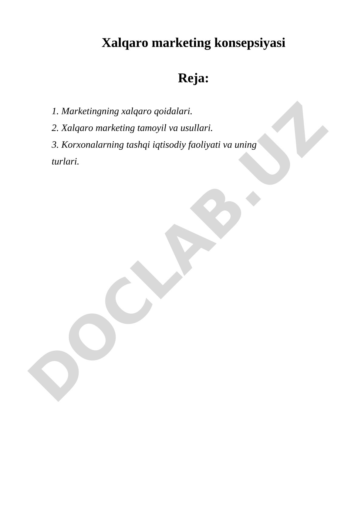 Xalqaro marketing konsepsiyasi