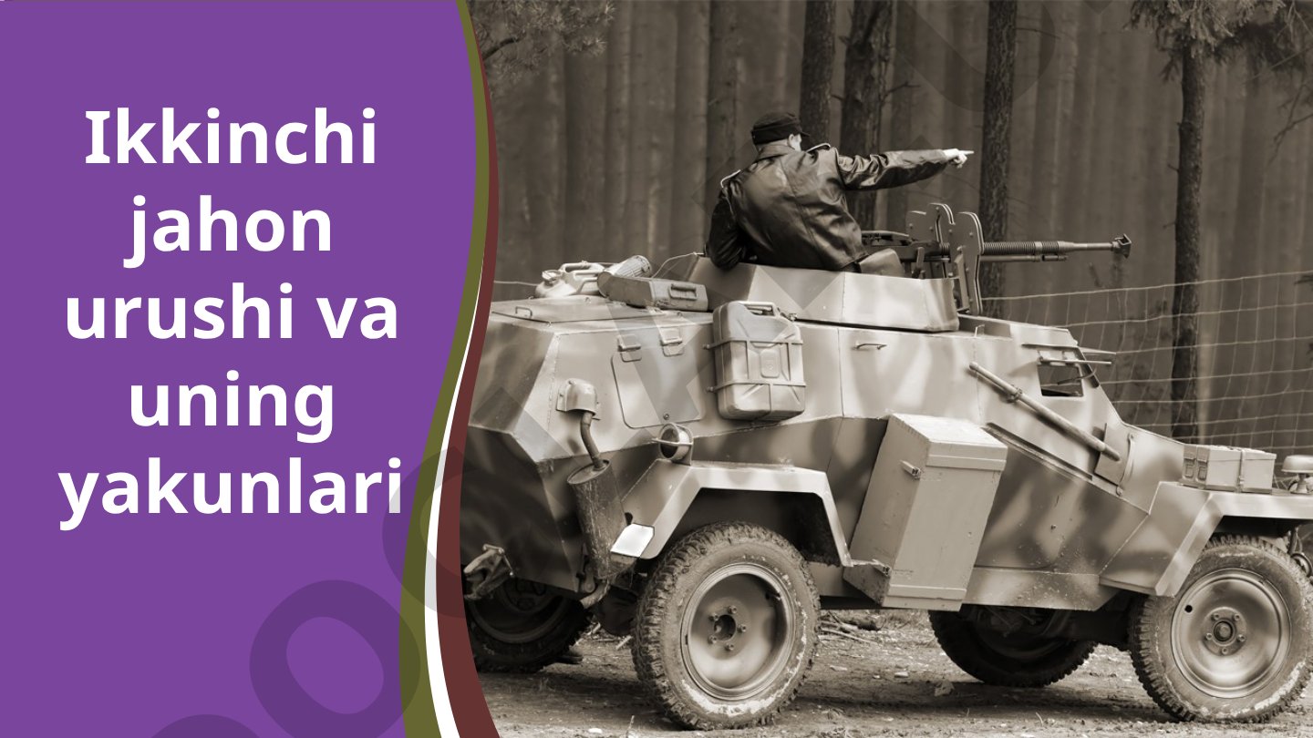 Ikkinchi jahon urushi va uning yakunlari
