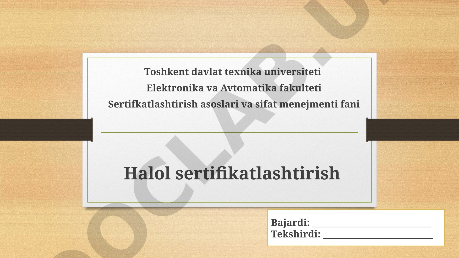 Halol standarti talablari bo‘yicha mahsulot va xizmatlarni ixtiyoriy sertifikatlashtirish