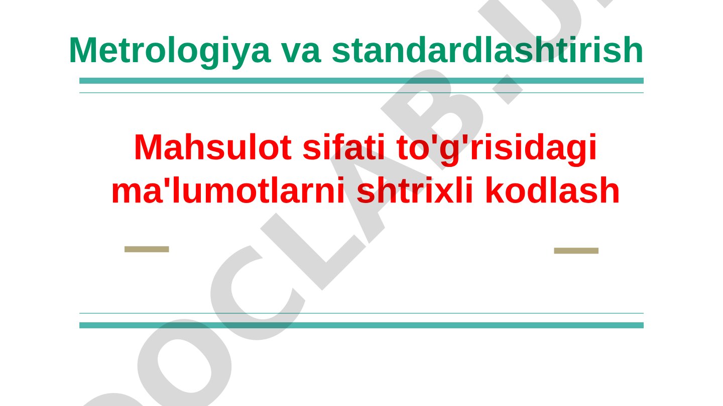 Mahsulot sifati to'g'risidagi ma'lumotlarni shtrixli kodlash