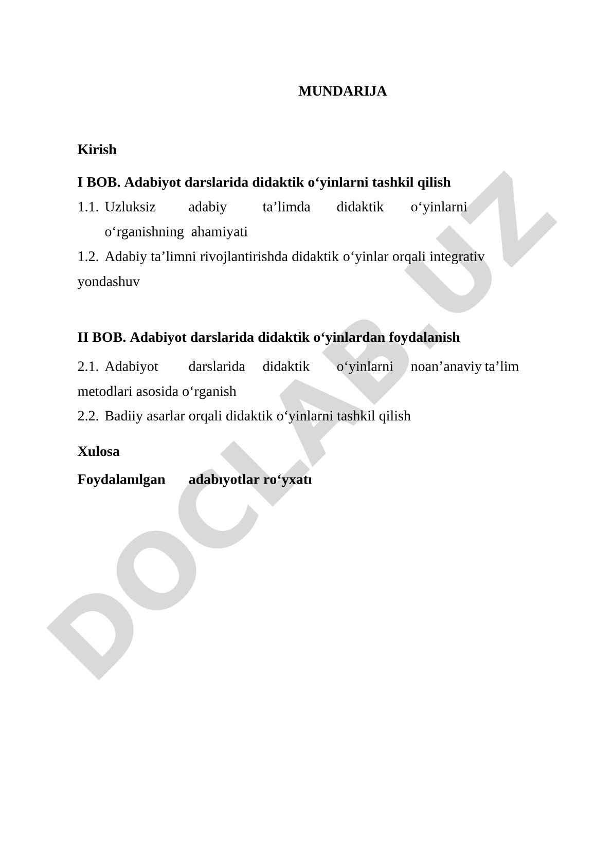 Adabiyot darslarida didaktik o‘yinlar