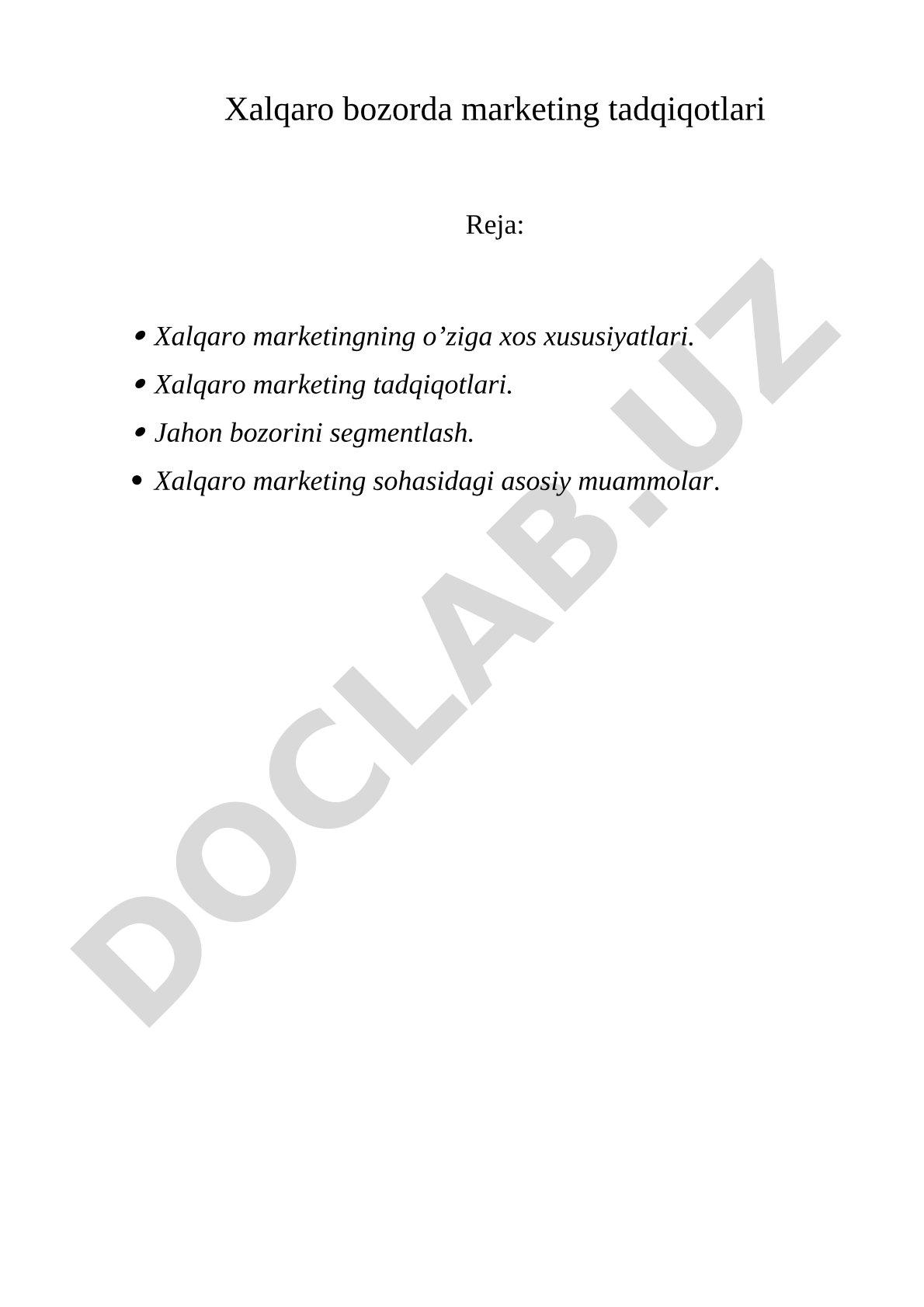 Xalqaro bozorda marketing tadqiqotlari