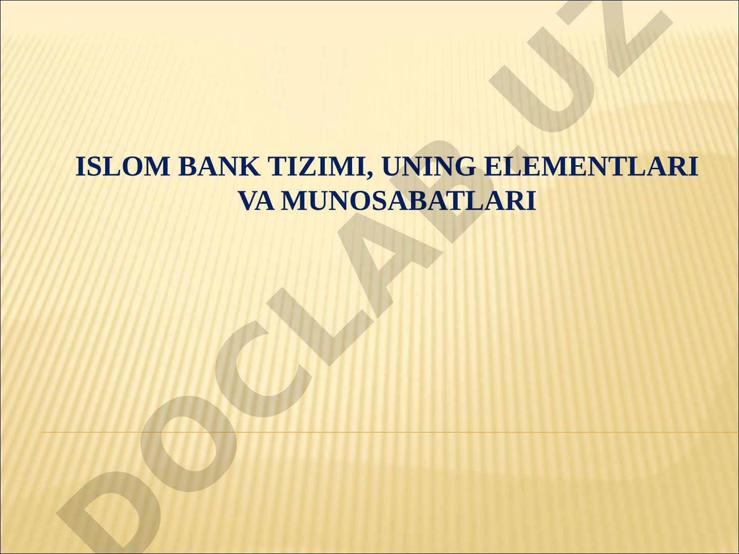 Islom bank tizimi, uning elementlari va munosabatlari