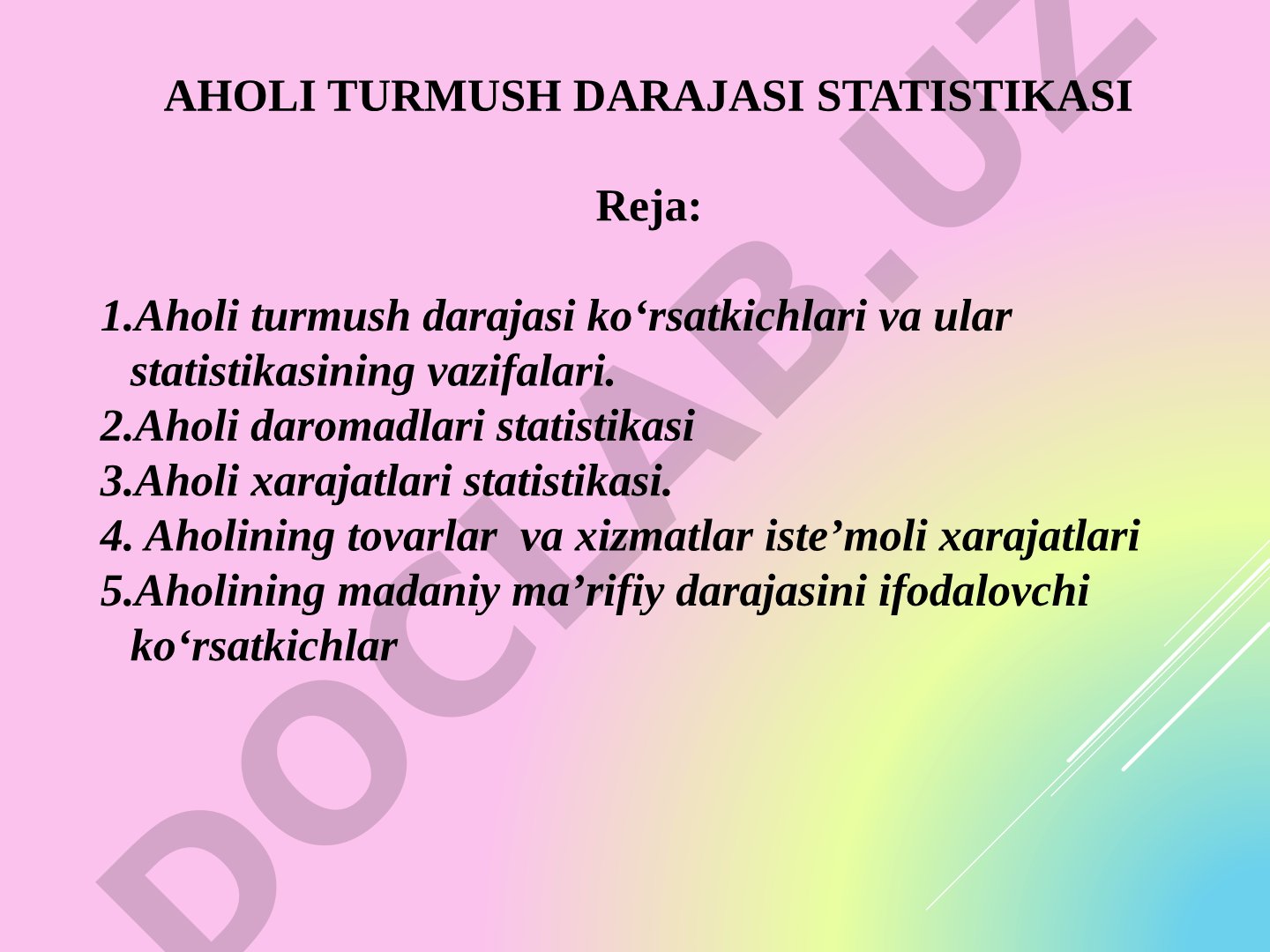 Aholi turmush darajasi statistikasi