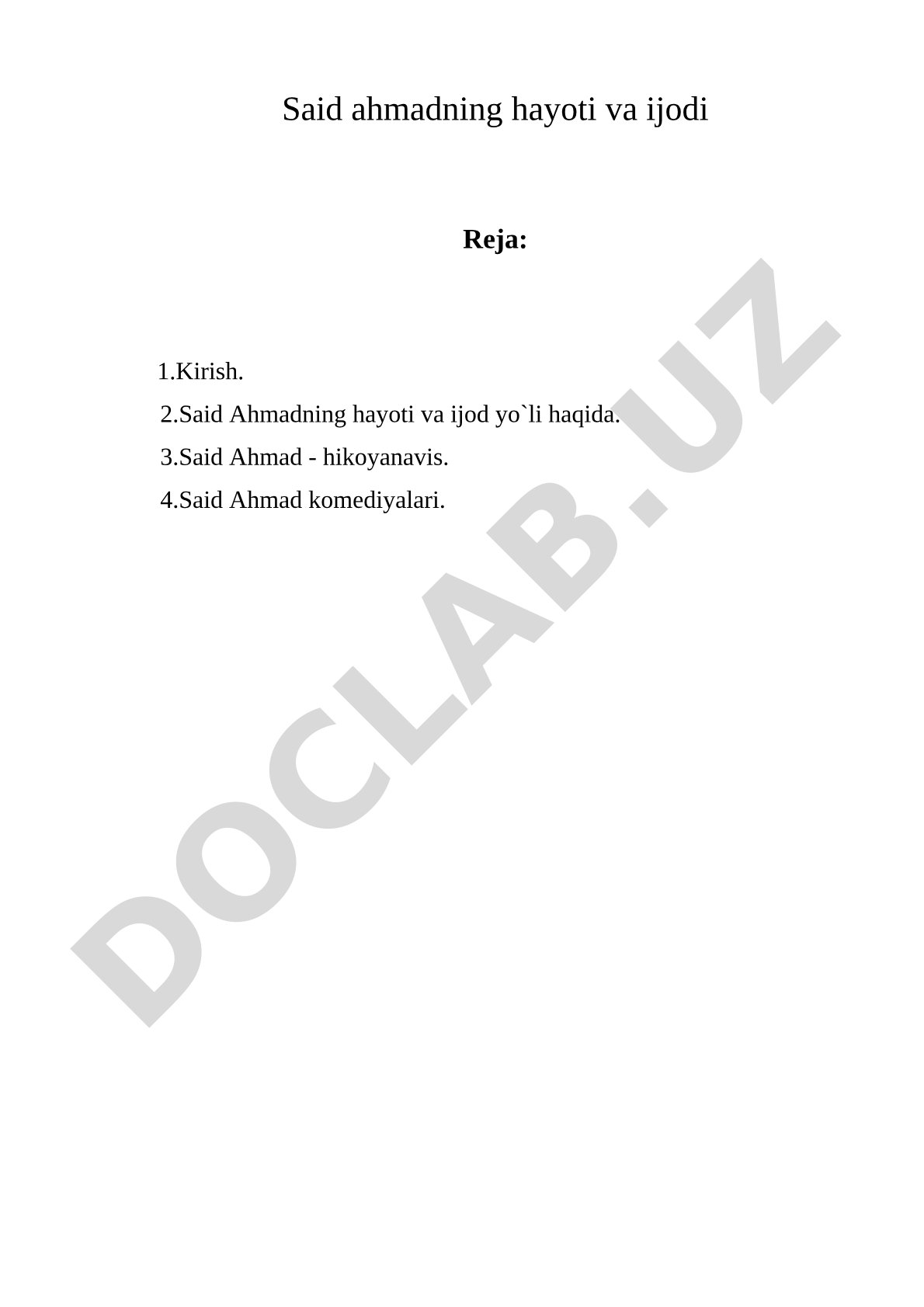 Said Ahmadning hayoti va ijodi