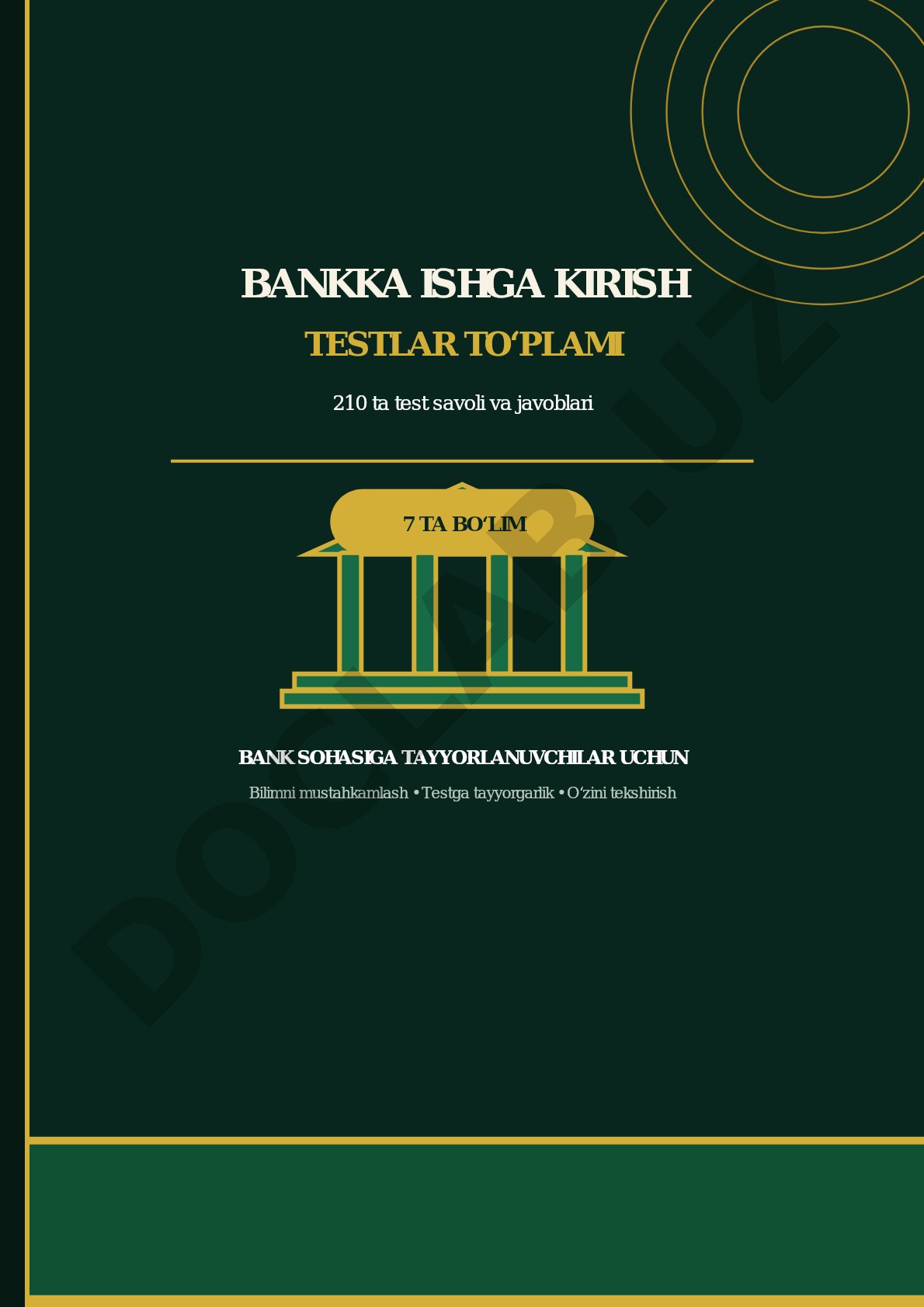 Bankka ishga kirish testlar to‘plami