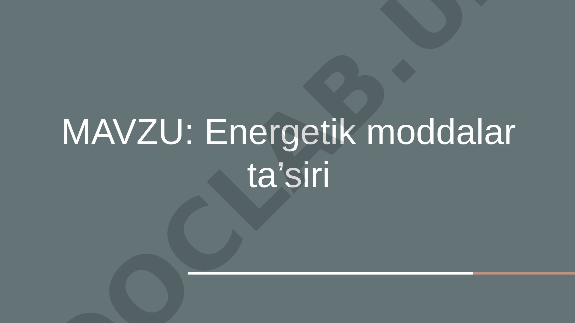 Energetik moddalar ta’siri
