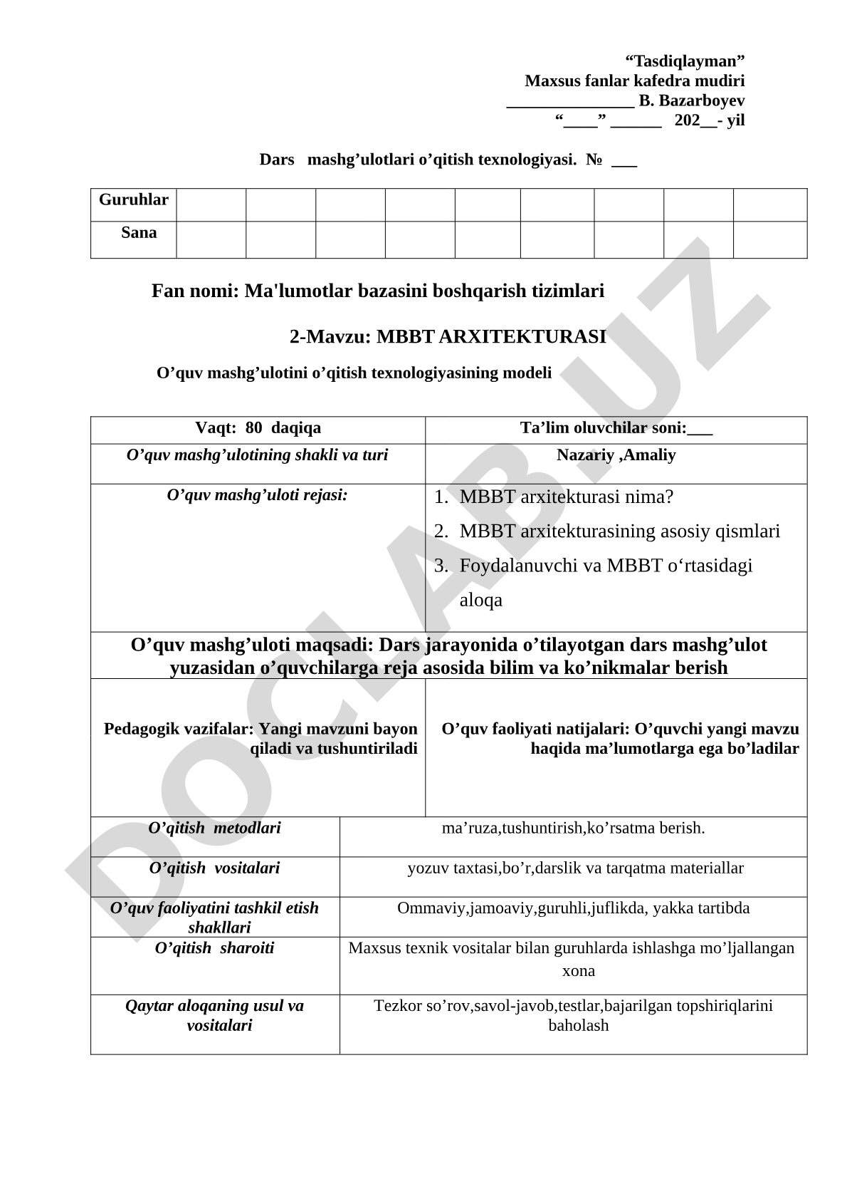 MBBT arxitekturasi