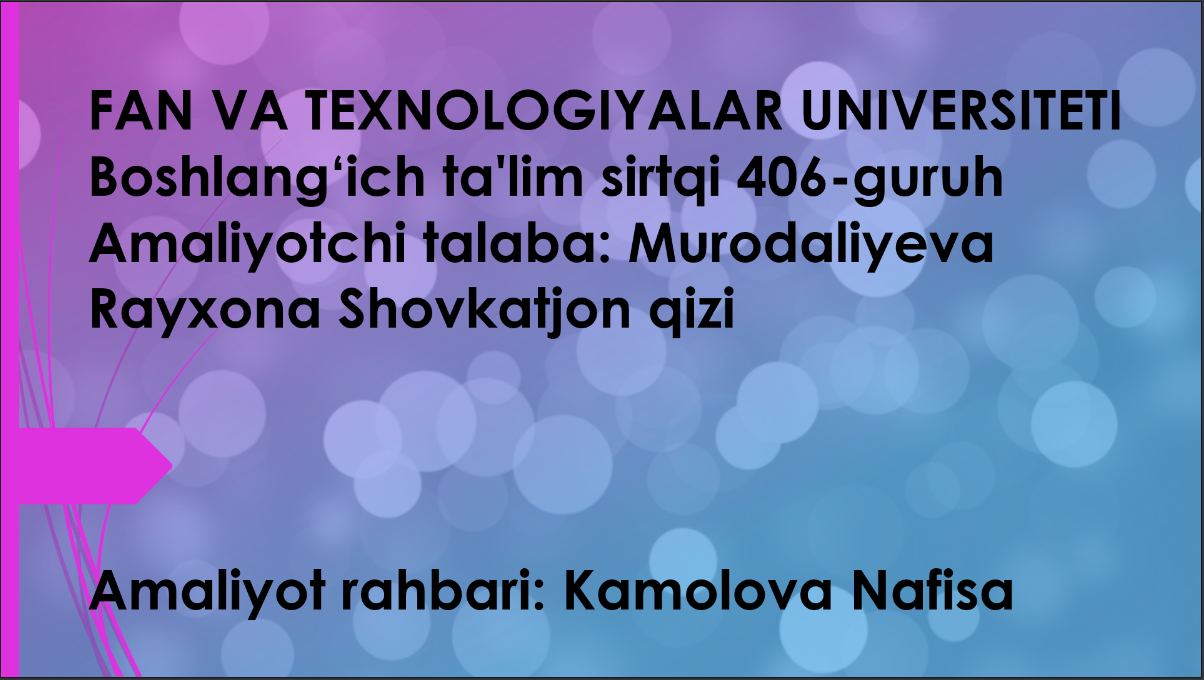 Boshlang'ich ta'limda dars tashkil etish va o'tkazish metodlari