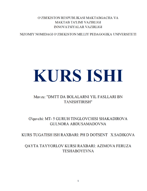 DMTT da bolalarni yil fasllari bn tanishtirish