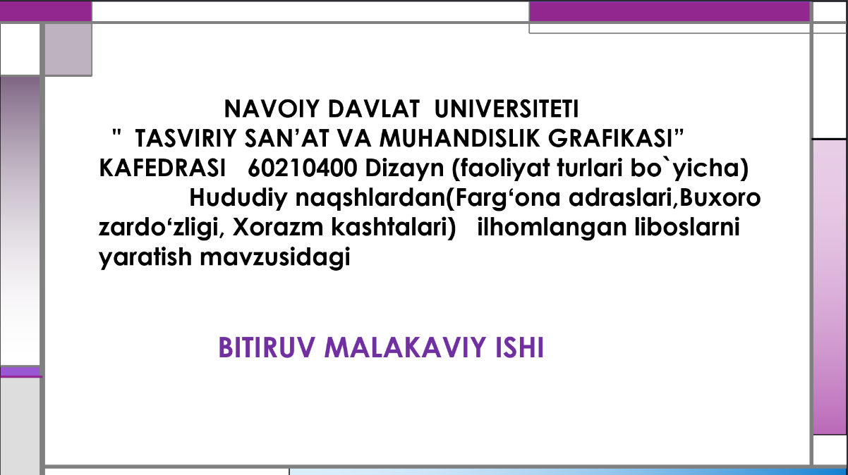 Fargʻona adraslari, Buxoro zardoʻzligi, Xorazm kashtalaridan ilhomlangan liboslar dizayni