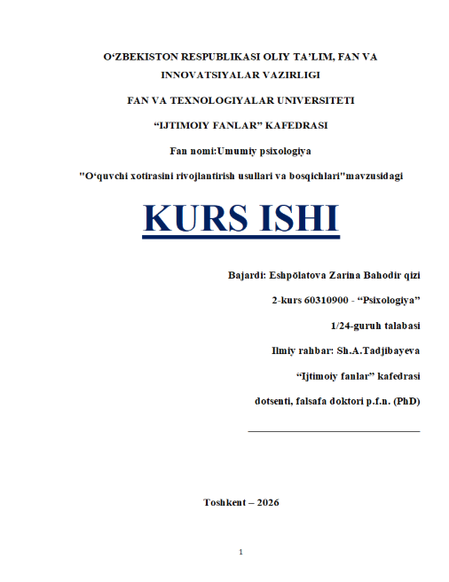 Oʻquvchi xotirasini rivojlantirish usullari va bosqichlari