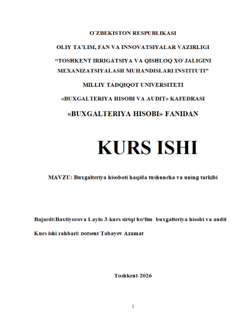 Buxgalteriya hisoboti haqida tushuncha va uning tarkibi