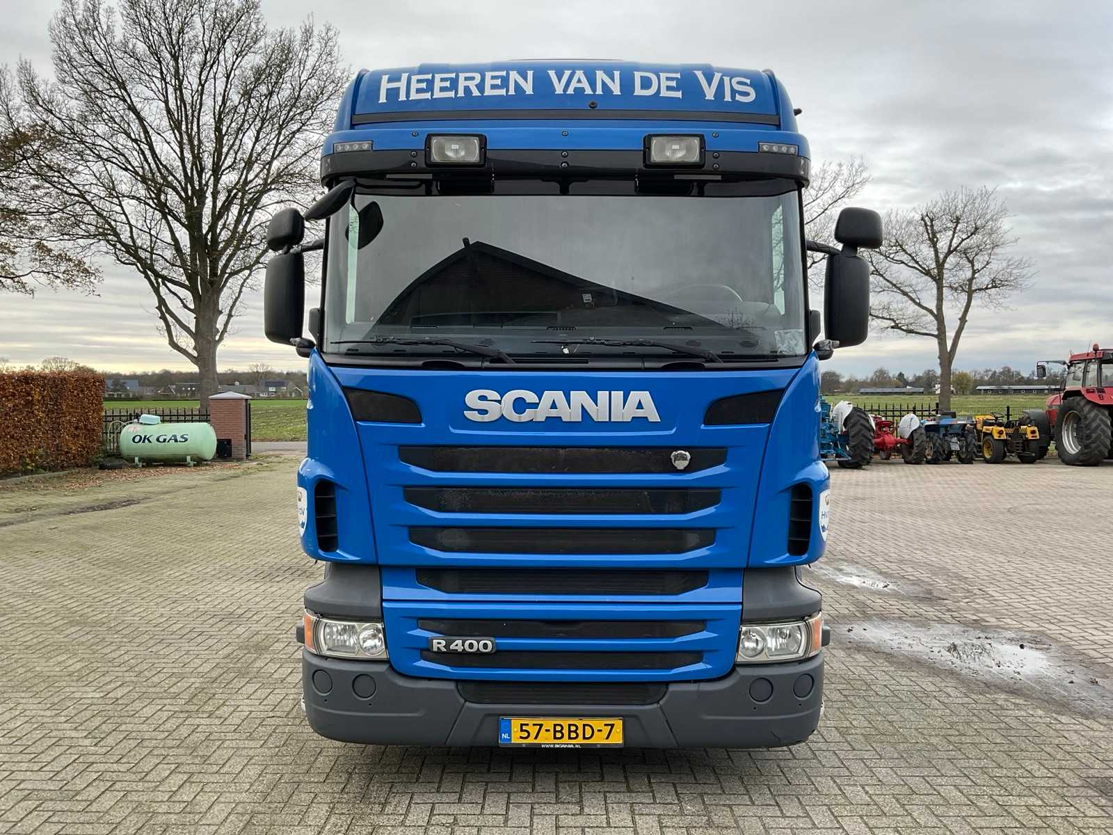 Ruysschaert SR16TP verkoopoplegger (1997) met Scania R400 trekker (2012), complete visverkoopcombinatie