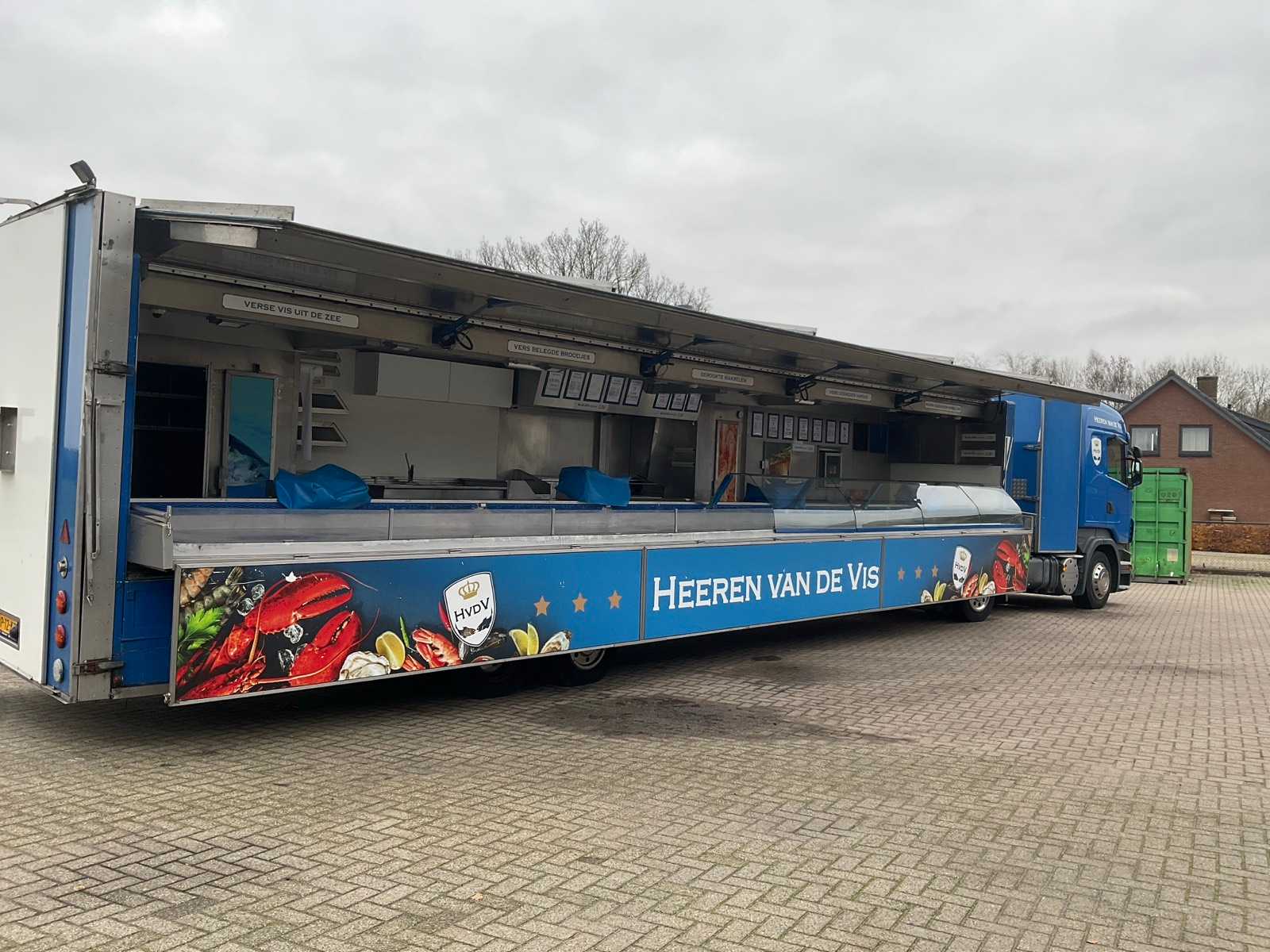 Ruysschaert SR16TP verkoopoplegger (1997) met Scania R400 trekker (2012), complete visverkoopcombinatie