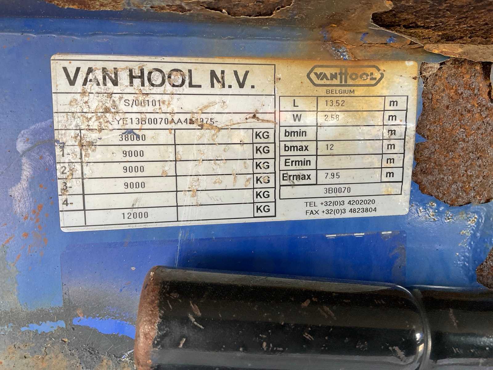 Van Hool 3 B 0070 oplegger 2004, 3 assen, 29.580 kg laadvermogen