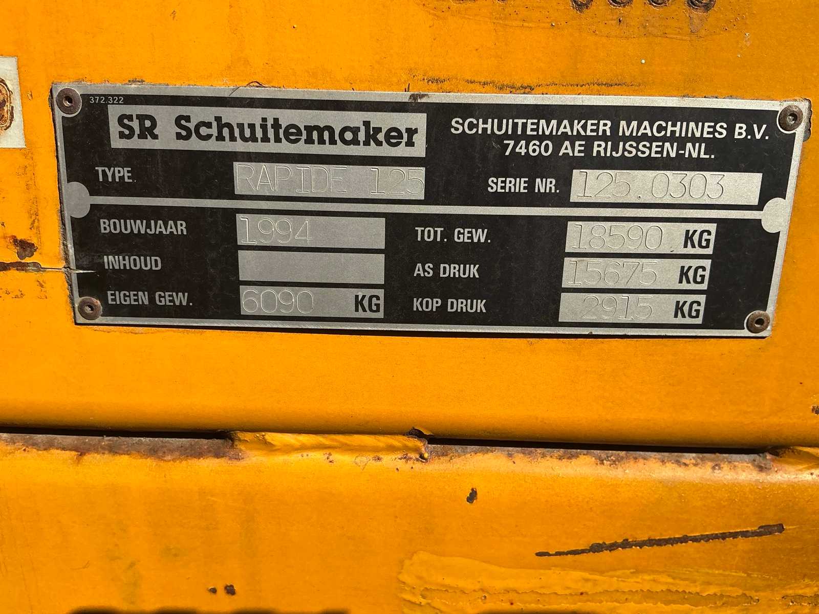 Schuitemaker Rapide 125 opraapwagen (1994), 34 m³, stuuras