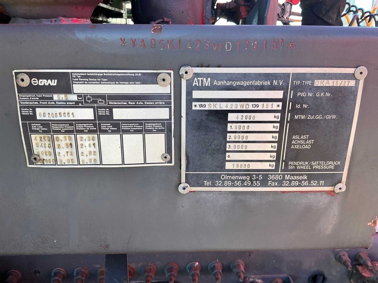 ATM OKA 15 27 kipper oplegger, 25 m³, 3-assig, 35.170 kg laadvermogen