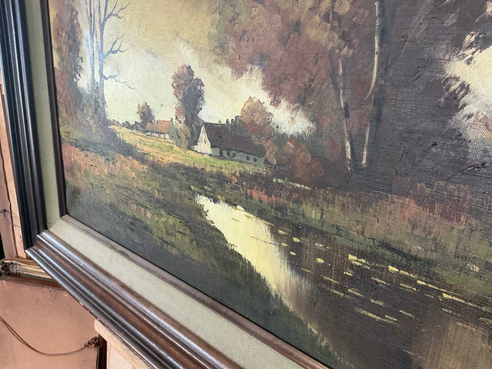 Schilderij van Piet Mees, met lijst ca. 81 x 101 cm