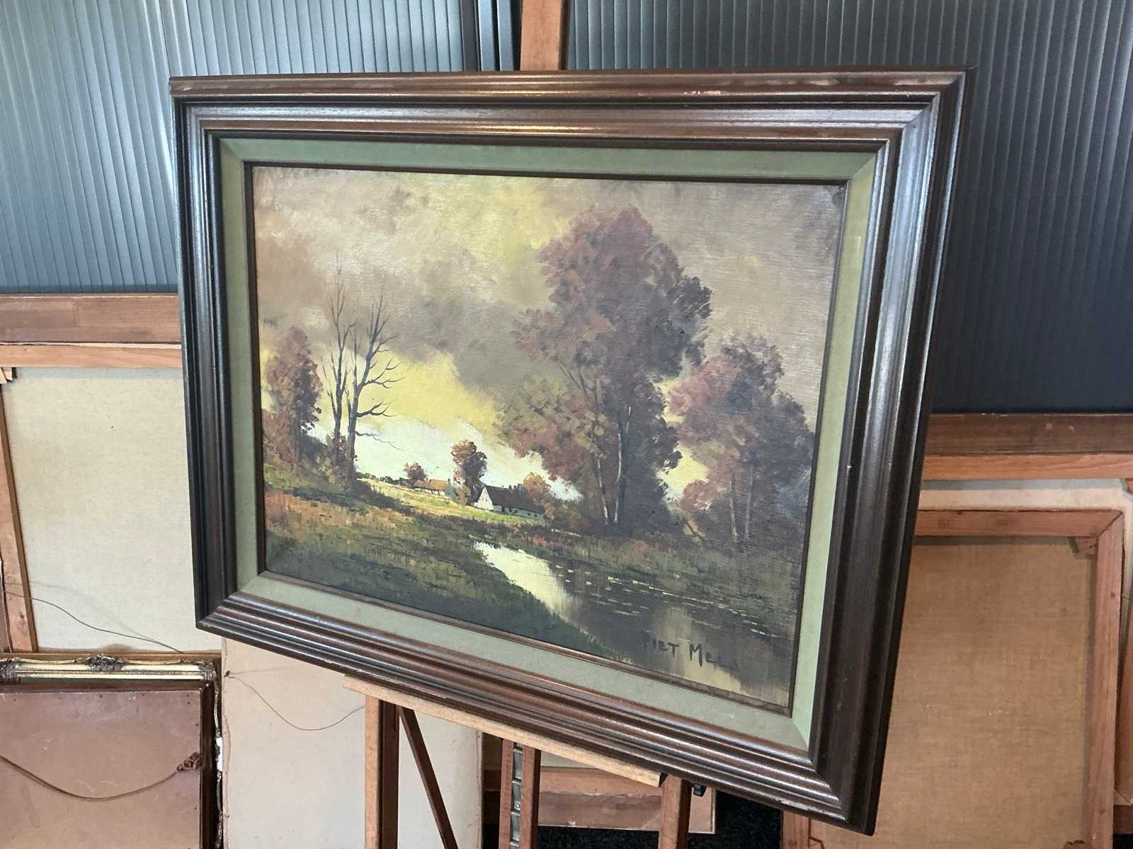 Schilderij van Piet Mees, met lijst ca. 81 x 101 cm