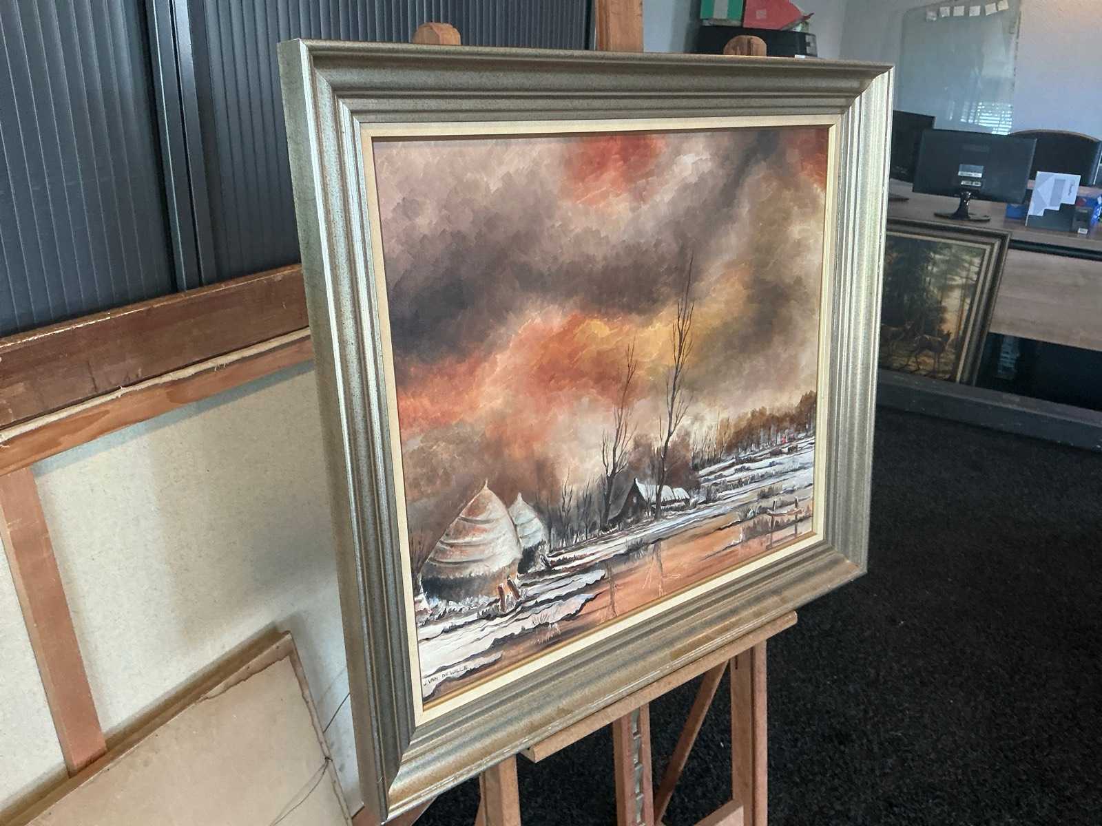 Schilderij van kunstenaar J. van de Walle, 75x85 cm incl. lijst
