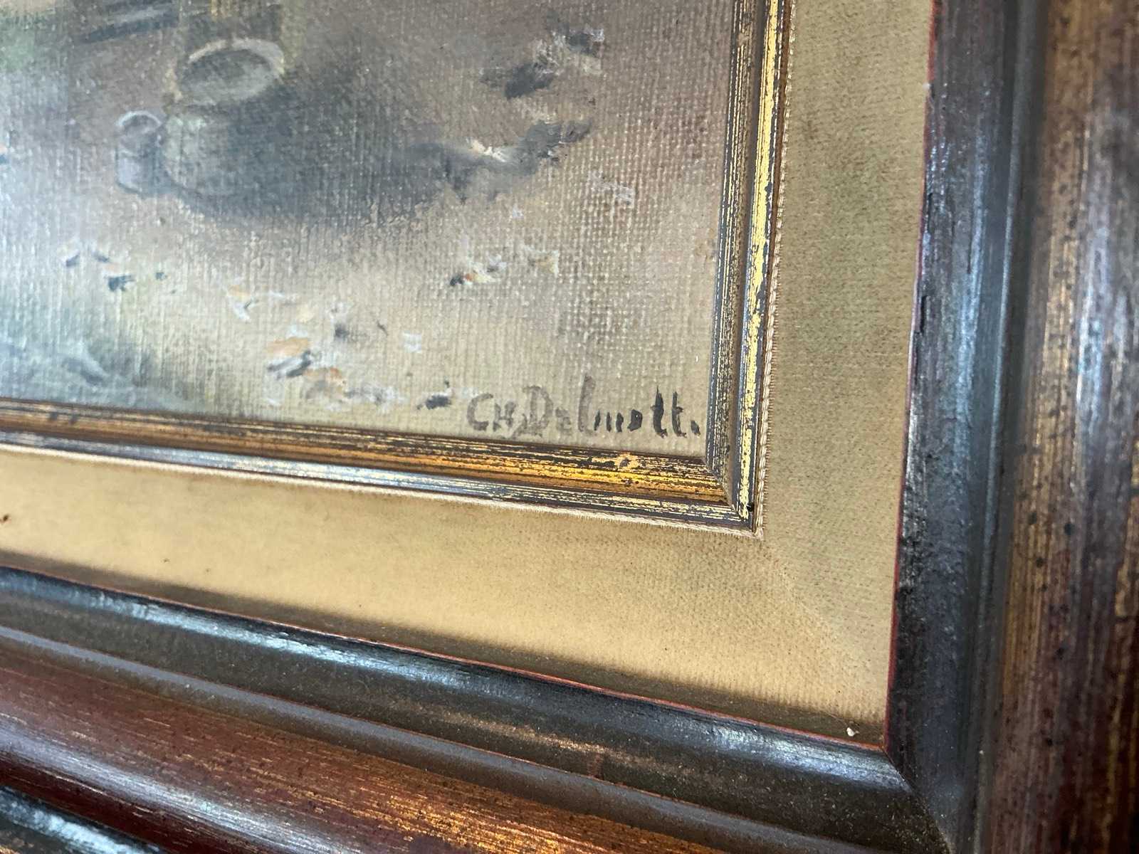 Schilderij van kunstenaar Ch. Delutt, 60 x 70 cm inclusief lijst