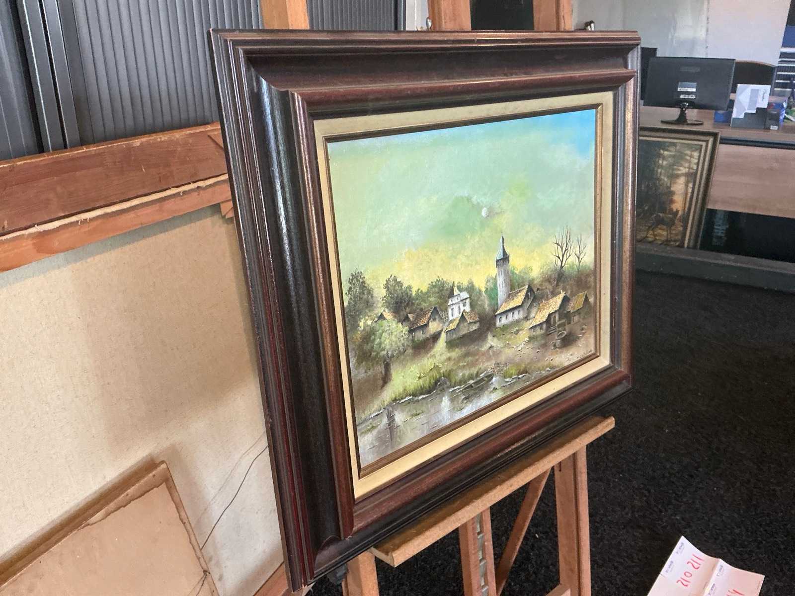Schilderij van kunstenaar Ch. Delutt, 60 x 70 cm inclusief lijst