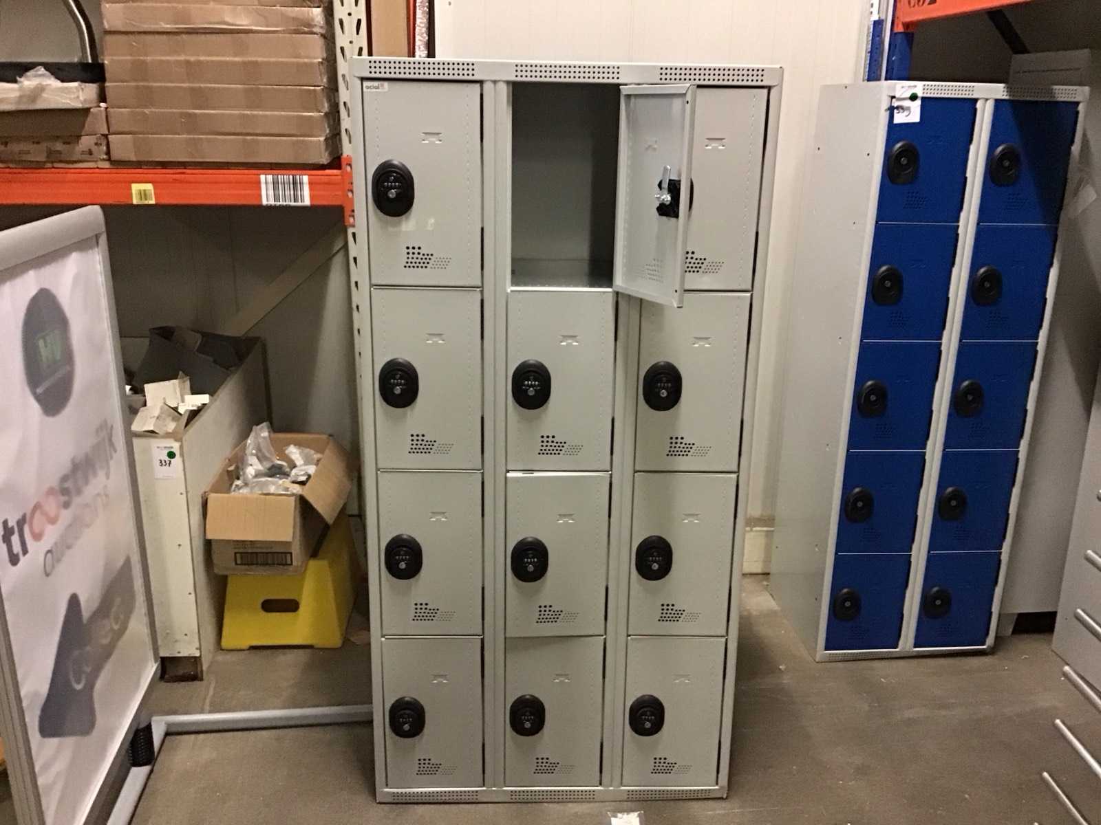 Acial blauwe lockerkast met 12 vakken, 180x60x50 cm