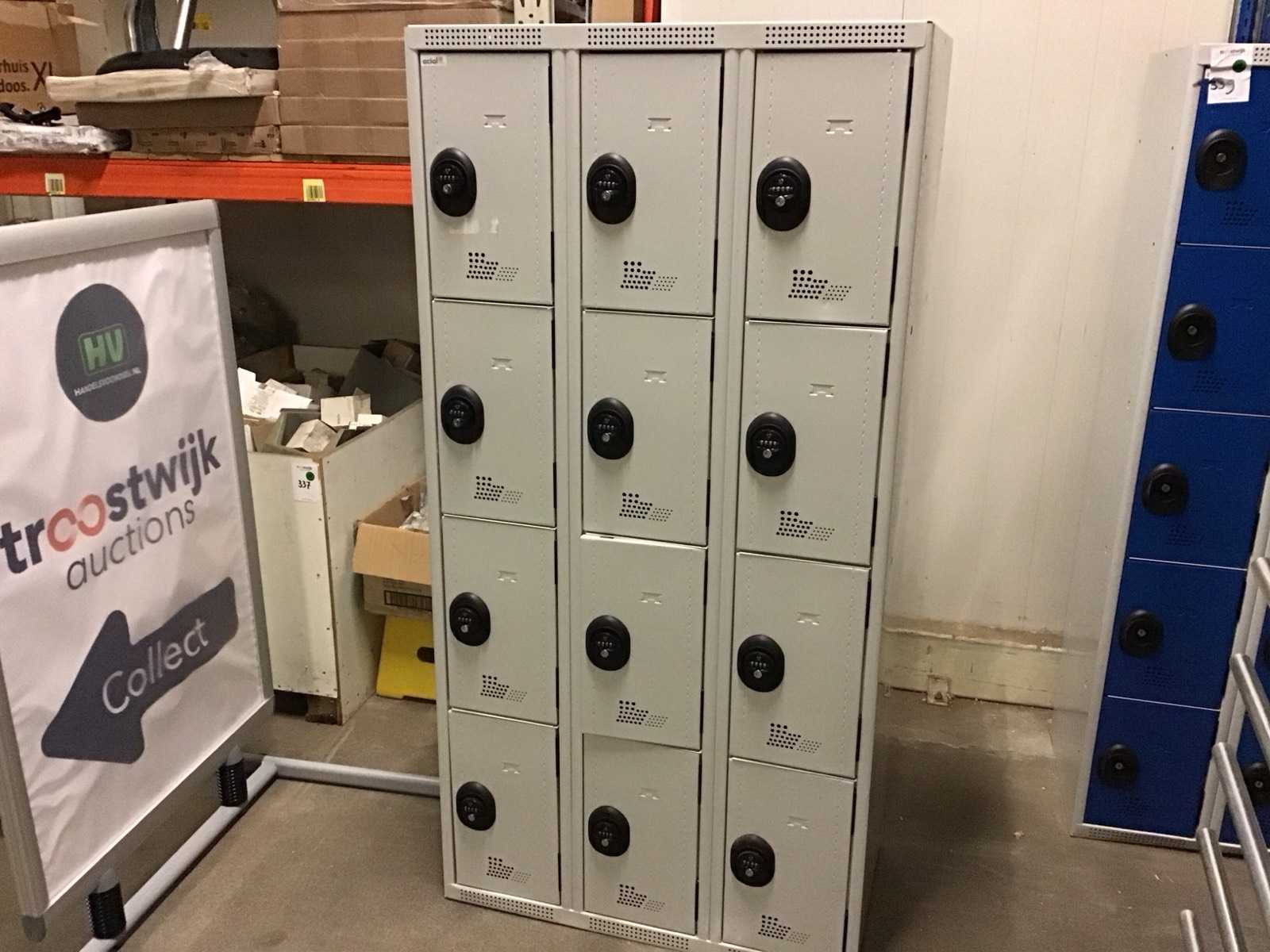 Acial blauwe lockerkast met 12 vakken, 180x60x50 cm