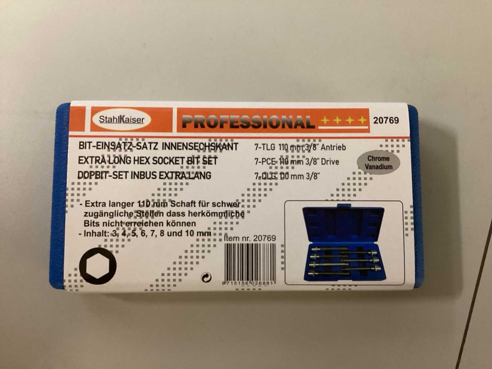 Stahlkaiser dopbit-set inbus extra lang, 7-delig