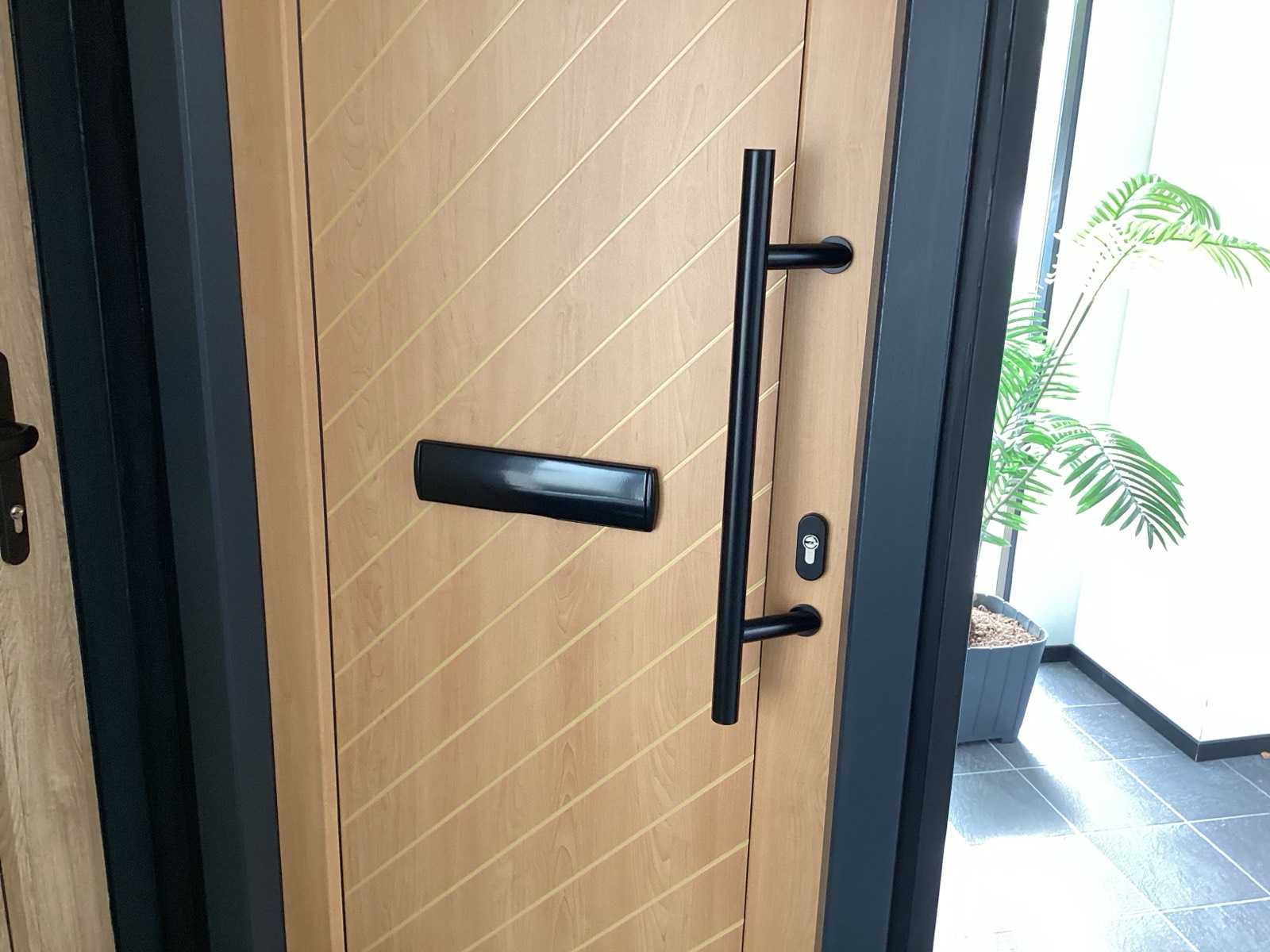 Kunststof buitendeur met kozijn, 920 x 2445 mm, hout-wit