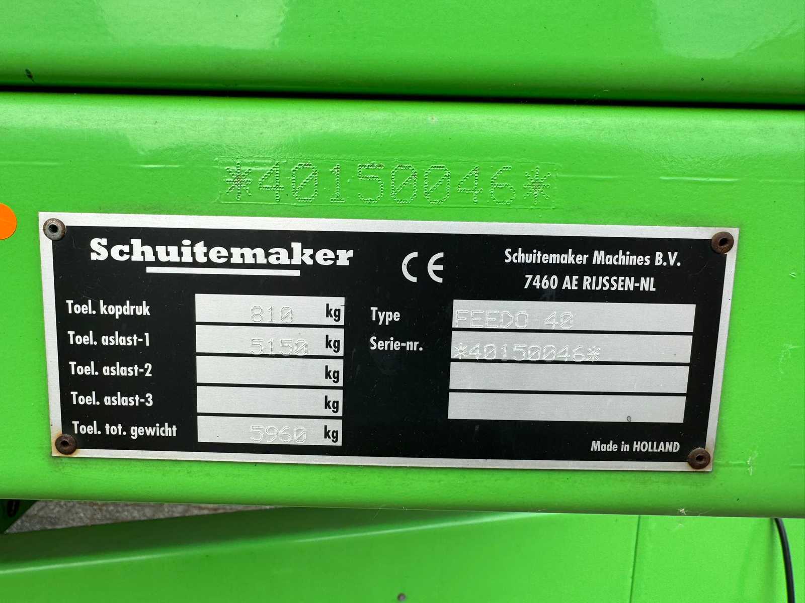 2015 schuitemaker Feedo 40 Snipperkar