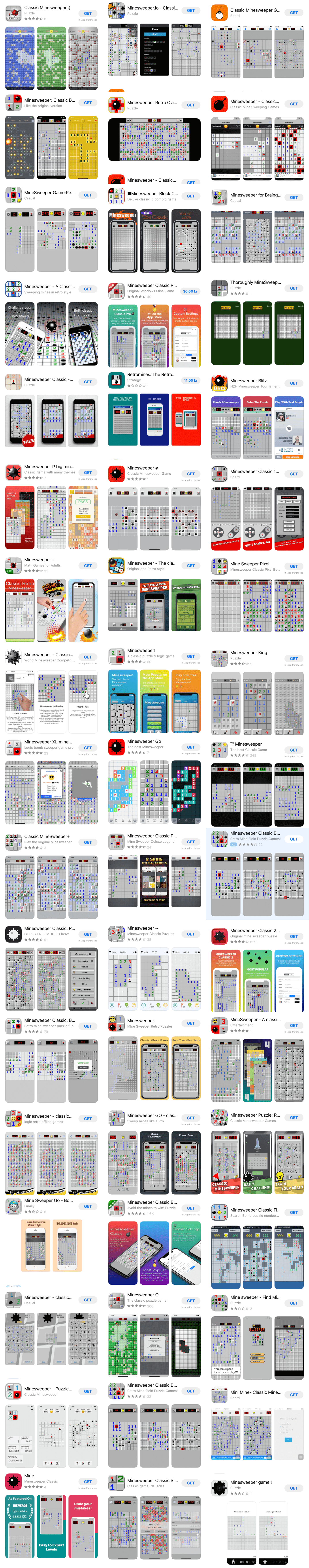 Screenshots of 52 Minesweeper apps