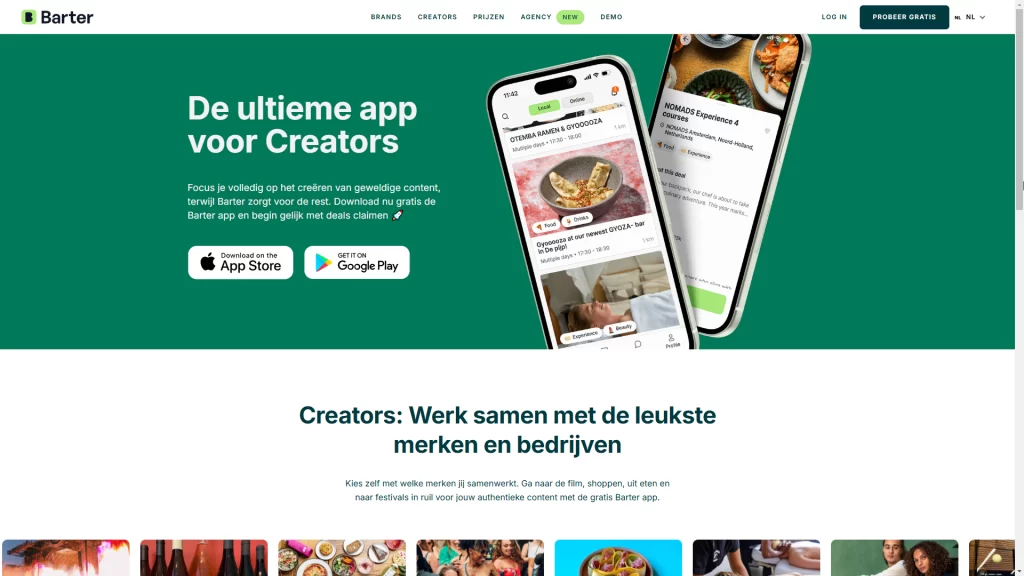 App Barter para creators