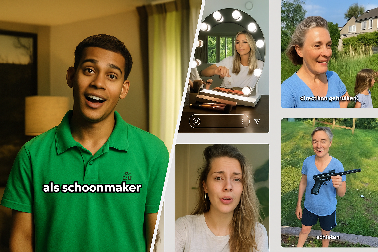 Collage de distintas personas haciendo tareas cotidianas