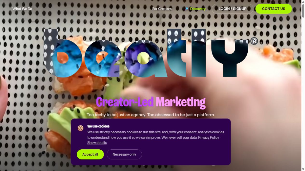 Beatly homepage screenshot