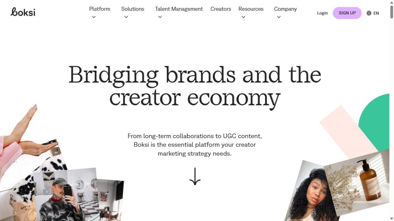 Boksi homepage screenshot