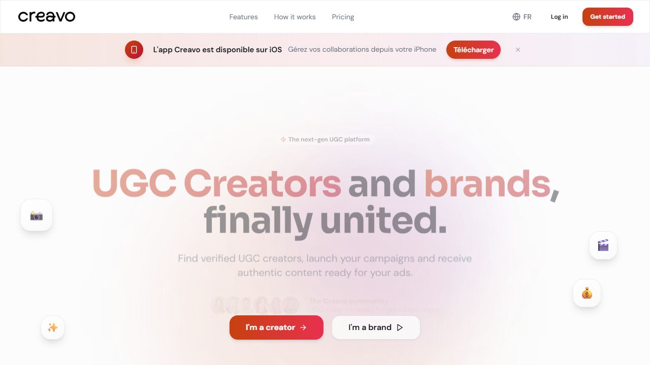 Creavo homepage screenshot