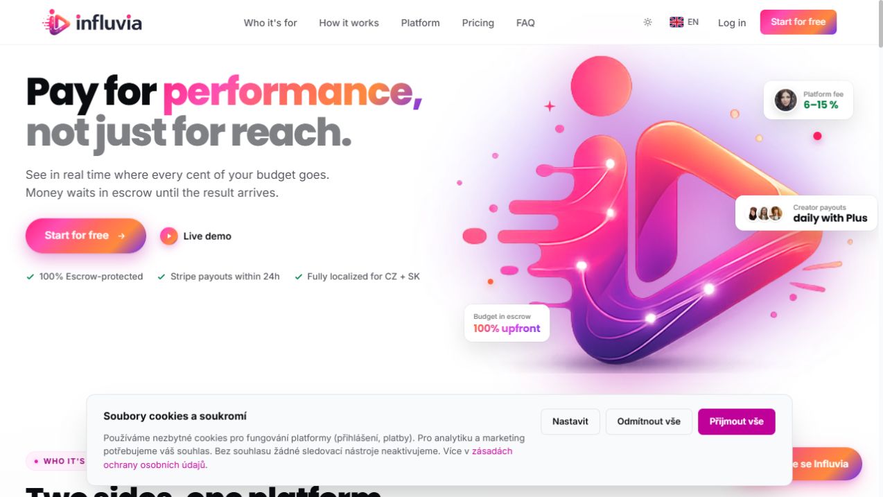 Influvia homepage screenshot