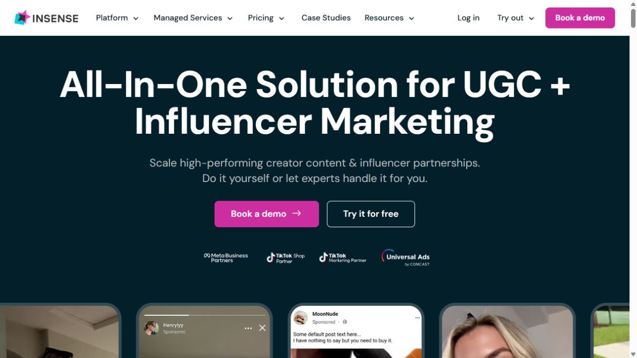 Insense homepage screenshot