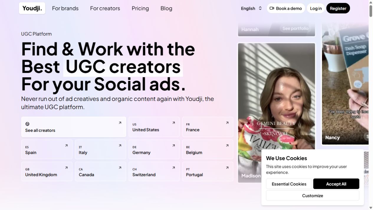 Youdji homepage screenshot